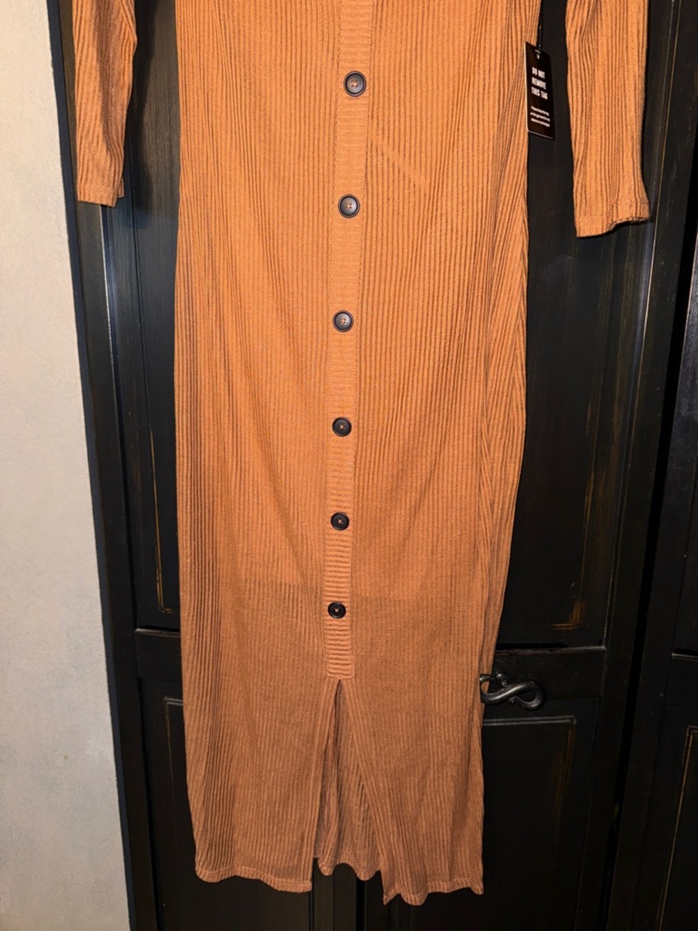 Express Ribbed Button-Front Maxi Dress - Picture 3 of 8
